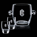 Belfast Crystalline Ice Bucket w/ 2 On The Rocks Glasses